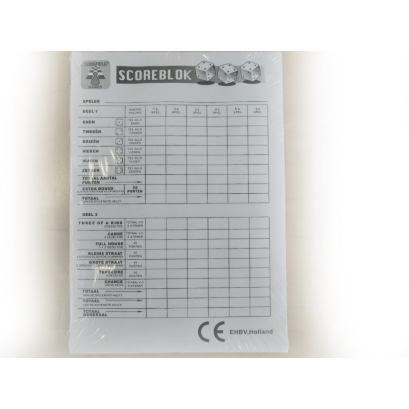 Longfield - Yathzee Scoreblok